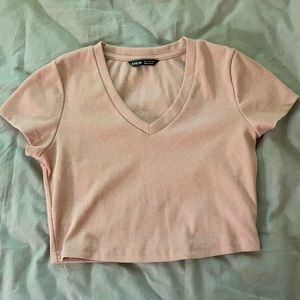 Pink Shein cropped V-neck